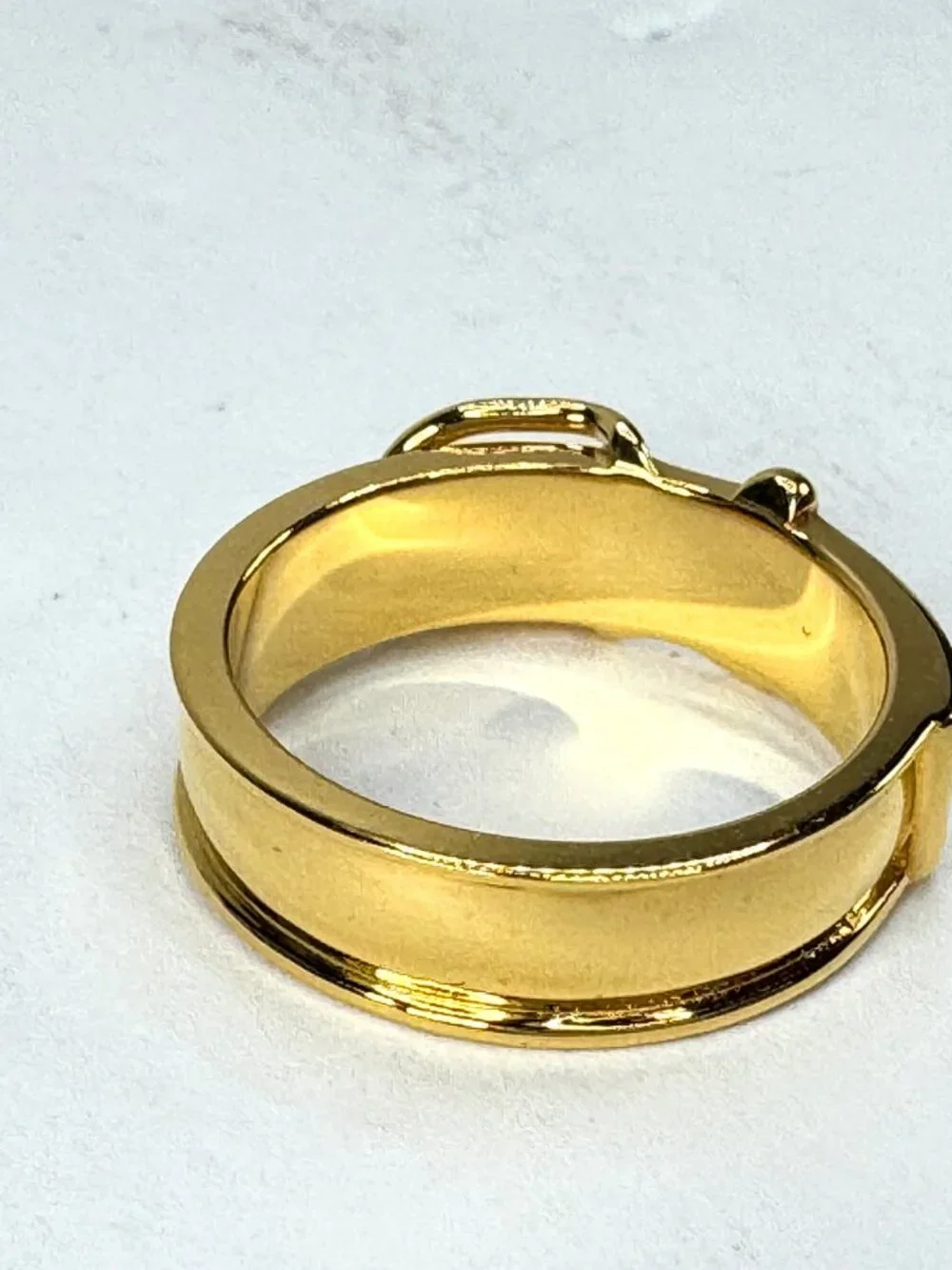 Vintage Hermès Ceinture Gold Plated Belt Buckle Scarf Ring Made in France GS862
